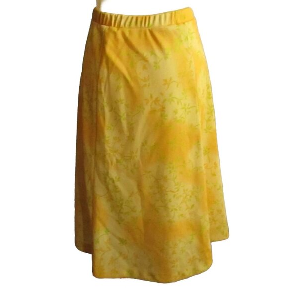 sz 8 Vintage 1970's Womens Skirt FLOWER PRINT DEVON YELLOW SECRETARY SKIRT USA - Picture 8 of 10